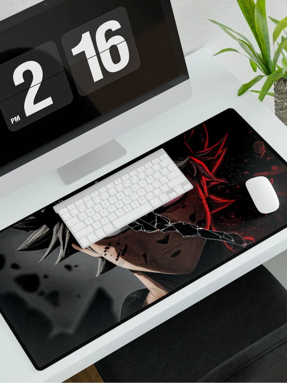 Anime Character Extended Desk Mat - Black & Red